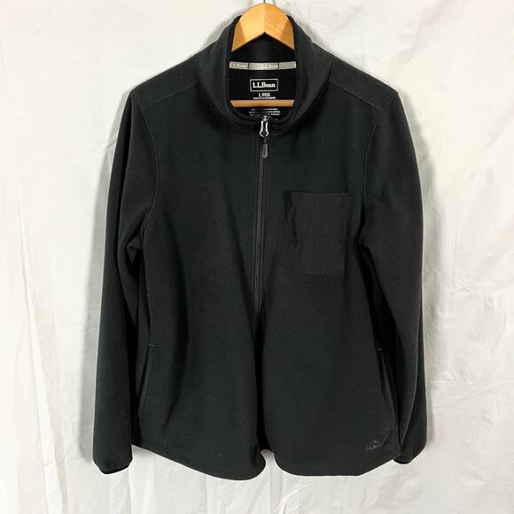 L.L. Bean Full Zip Fleece Jacket Coat Black Women's size Large - Picture 1 of 6